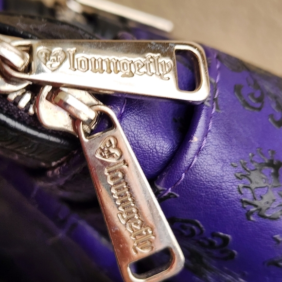 Disney Parks Loungefly Haunted Mansion Wallpaper Purple And Black Mini Backpack - Picture 10 of 10